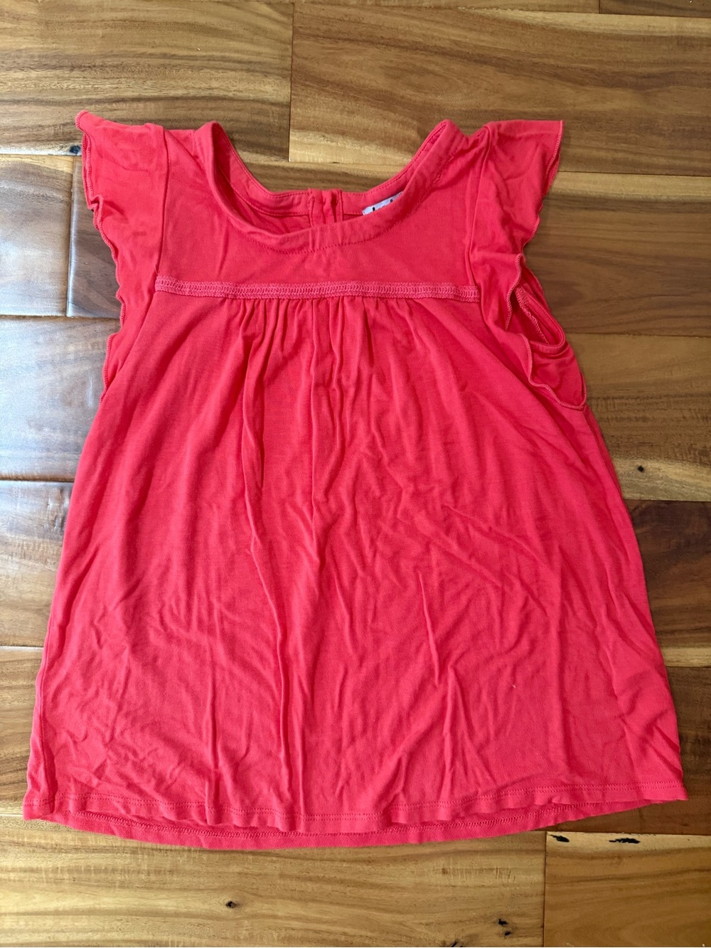 Dex Bright Coral Flutter Sleeve Knit Top